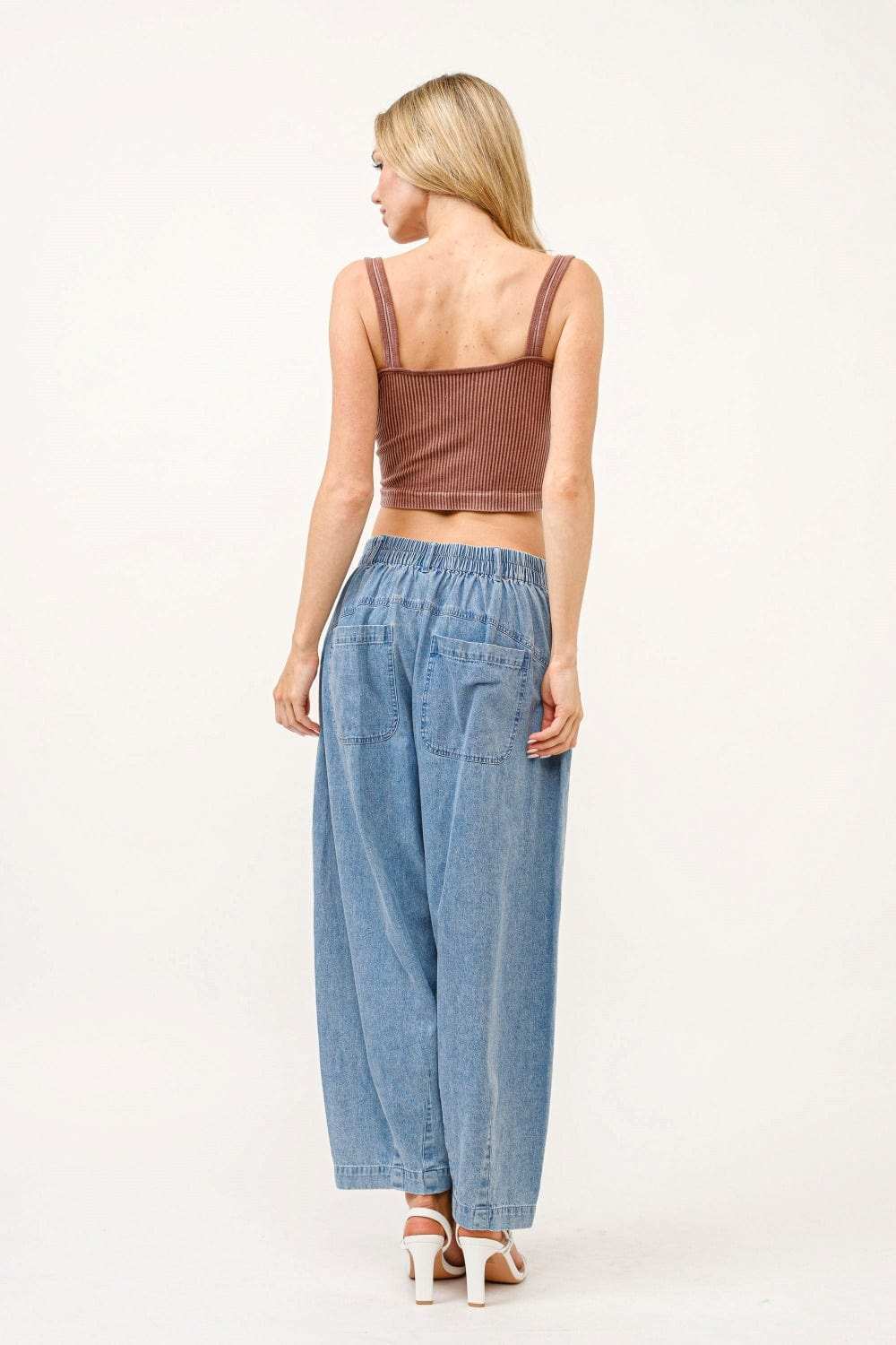 And The Why Elastic Back Pleated Baggy Jeans - Trendsi - Flyclothing LLC