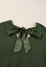 Tied Back V-Neck Long Sleeve Sweater - Trendsi - Flyclothing LLC