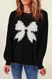 Contrast Bow Round Neck Long Sleeve Sweatshirt - Trendsi - Flyclothing LLC