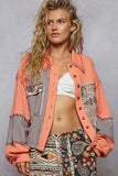 POL Button Down Patchwork Multi-Pattern Jacket - Trendsi