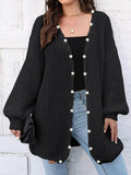 Open Front Long Sleeve Cardigan - Trendsi