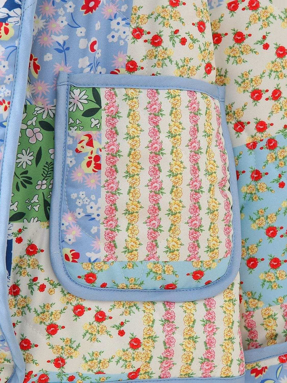 Printed Patchwork Open Front Cardigan with Pockets - Trendsi - Flyclothing LLC