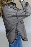 Button Up Long Sleeve Denim Jacket - Trendsi - Flyclothing LLC