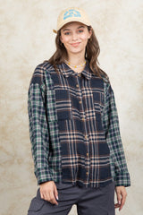 Plaid Collared Neck Button Up Long Sleeve Shirt - Trendsi