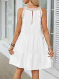 Ruffled Hem Lace Sleeveless Dress - Trendsi