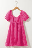 Plaid Puff Sleeve Babydoll Dress - Trendsi