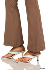 Zenana Brushed Dty Microfiber Flare Pants - Trendsi - Flyclothing LLC