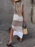 Slit Color Block Wide Strap Cover Up - Trendsi