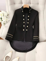 Decorative Button Hight-Low Blazer with Cuff Trim - Trendsi - Flyclothing LLC