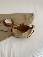 Straw Weave Adjustable Strap Shoulder Bag - Trendsi