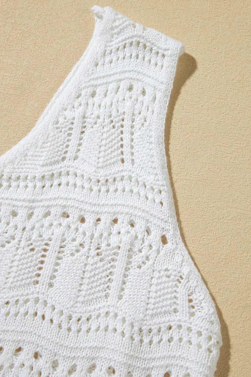 V Neck Textured Hollow-Out Sweater Vest - Trendsi - Flyclothing LLC