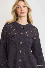 Umgee Hollow Out Button Down Cardigan - Trendsi - Flyclothing LLC