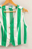 HYFVE Woven Striped V-Neck Button Down Vest - Trendsi