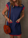 Round Neck Cap Sleeve Mini Dress - Trendsi - Flyclothing LLC