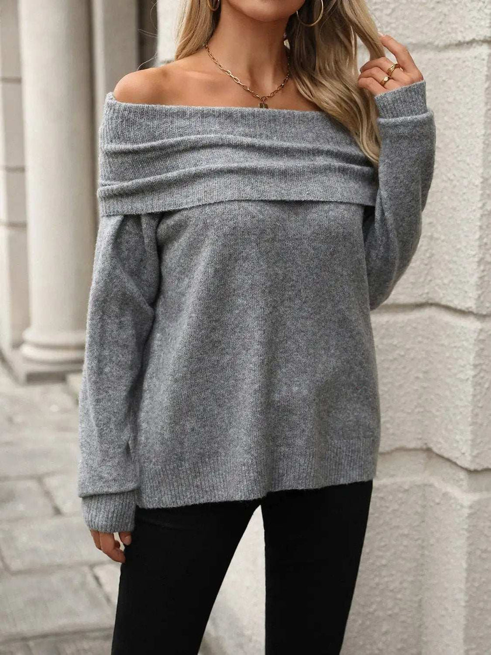 Turtleneck Long Sleeve Sweater - Trendsi - Flyclothing LLC