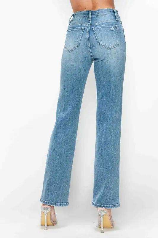 bytos Full Size Distressed High Rise Straight Jeans - Trendsi - Flyclothing LLC