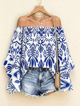 Printed Off Shoulder Blouse - Trendsi - Flyclothing LLC