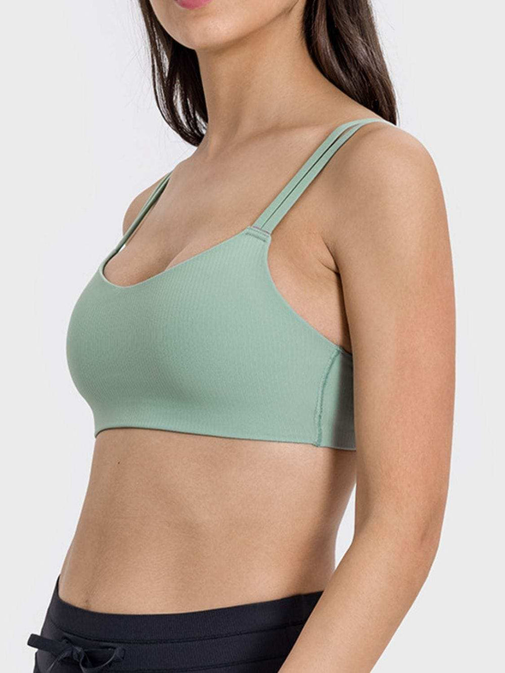 Scoop Neck Double Strap Active Cami - Trendsi - Flyclothing LLC