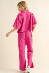 And The Why Brushed Texture Checker Board Pattern Casual Top - Trendsi - Flyclothing LLC