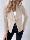 Collared Neck Long Sleeve Jacket - Trendsi - Flyclothing LLC