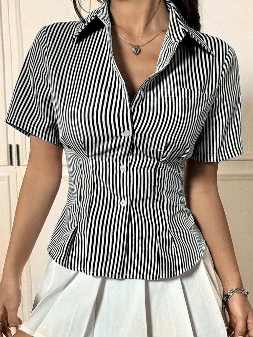Button Down Short Sleeve Shirt - Trendsi - Flyclothing LLC