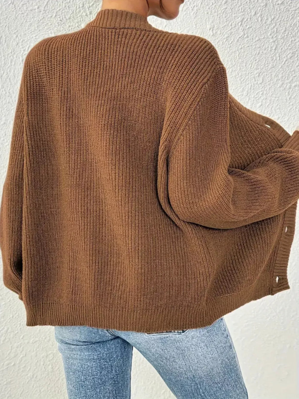 Chunky Knit Button-Down Cardigan - Trendsi - Flyclothing LLC