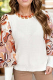 Round Neck Lantern Sleeve Knit Top - Trendsi - Flyclothing LLC