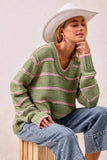 BiBi Striped Long Sleeve Sweater - Trendsi - Flyclothing LLC