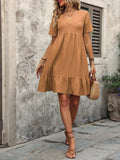 V-Neck Short Sleeve Mini Dress - Trendsi - Flyclothing LLC