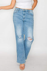 bytos Full Size Distressed High Rise Straight Jeans - Trendsi - Flyclothing LLC