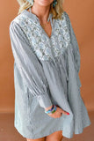Tied Floral Printed Striped Long Sleeve Dress - Trendsi