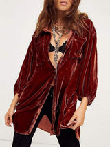 Collared Neck Button Down Long Sleeve Shirt - Trendsi - Flyclothing LLC