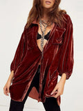 Collared Neck Button Down Long Sleeve Shirt - Trendsi