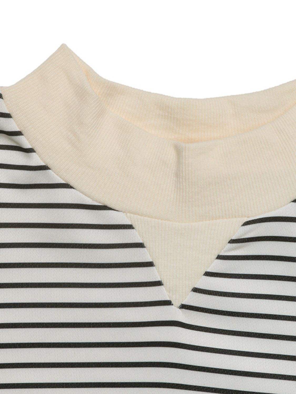 Perfee Faux Layered Striped Long Sleeve Sweatshirt - Trendsi - Flyclothing LLC