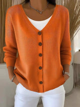 Full Size Button-Front V-Neck Cardigan Plus Size - Trendsi - Flyclothing LLC