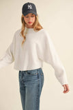 Mable Round Neck Dolman Sleeve Cropped Sweater - Trendsi - Flyclothing LLC
