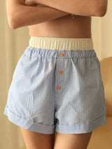 Striped Elastic Waist Shorts - Trendsi - Flyclothing LLC