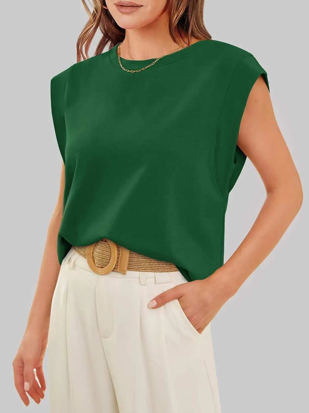 Florira Round Neck Cap Sleeve T-Shirt - Trendsi - Flyclothing LLC