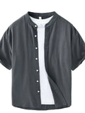 Men's Plus Size Button Up Short Sleeve Shirt - Trendsi - Flyclothing LLC