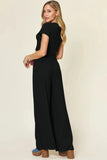 Double Take Full Size Round Neck Top and Pants Set - Trendsi
