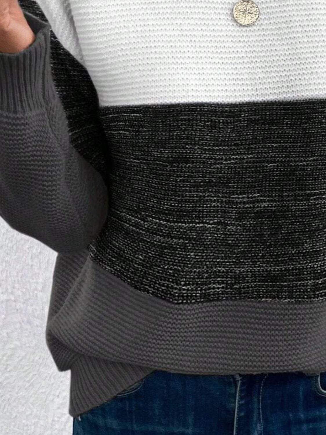 Color Block Boat Neck Sweater - Trendsi - Flyclothing LLC