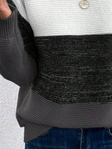 Color Block Boat Neck Sweater - Trendsi - Flyclothing LLC