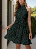 Frill Grecian Neck Tie Waist Mini Dress - Trendsi - Flyclothing LLC