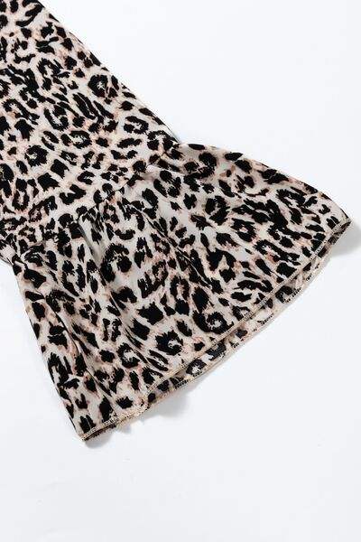 Leopard Notched Long Sleeve Maxi Dress - Trendsi - Flyclothing LLC