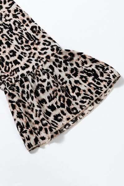 Leopard Notched Long Sleeve Maxi Dress - Trendsi - Flyclothing LLC