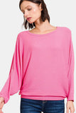 Zenana Ribbed Round Neck Long Sleeve Top - Trendsi - Flyclothing LLC
