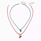 2 Piece Christmas Themed Pendant Necklace - Trendsi - Flyclothing LLC