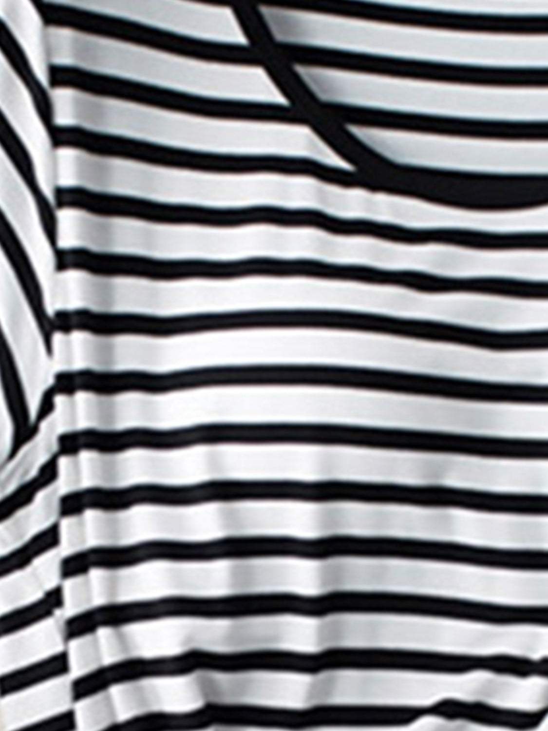 Striped Round Neck Short Sleeve T-Shirt with Bra - Trendsi - Flyclothing LLC