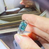 3 Carat 925 Sterling Silver Moissanite Rectangle Shape Ring - Trendsi