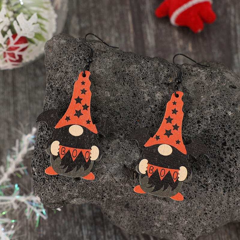 Wooden Point Hat Gnome Shape Earrings - Trendsi - Flyclothing LLC